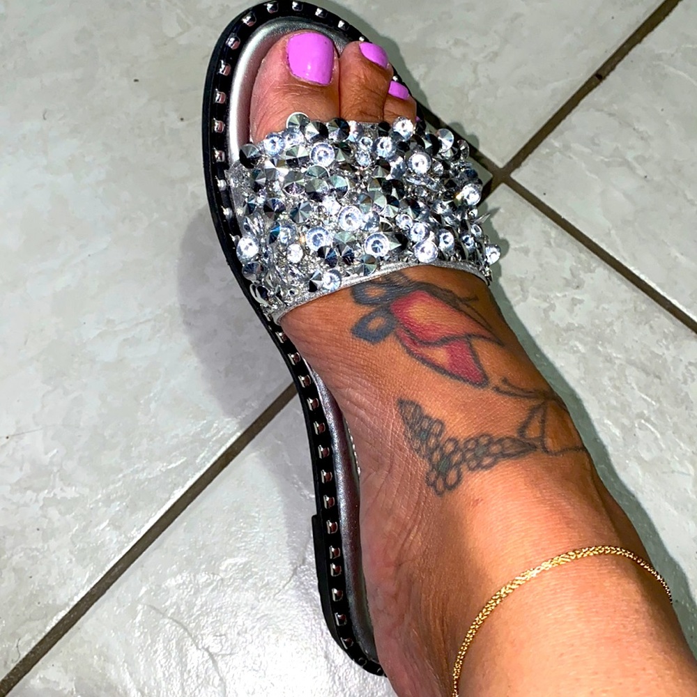 Beautiful Silver blinged out sandals